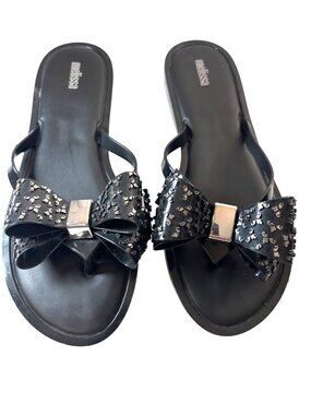 Melissa Made in Brazil  Womens Sandals Bows Black Size 10
